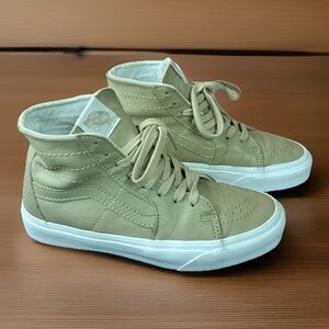 Vans Off The Wall Iconic Sk8-Hi Tapered Soft Leather Beige Sneakers Sz W 6.5 M 5